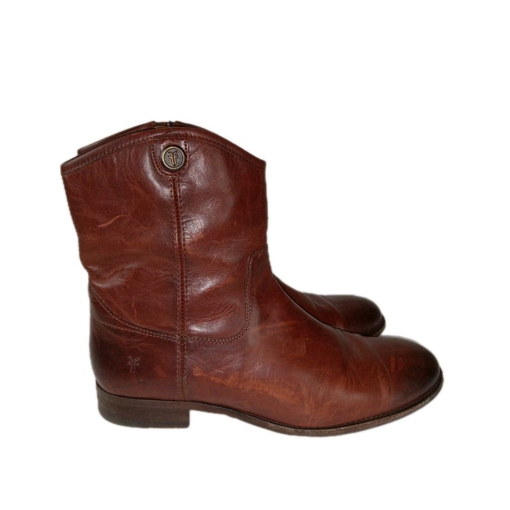 Distressed Frye  Women's Size 9.5 B Brown  Reddish  Zipper  Button Short Boots